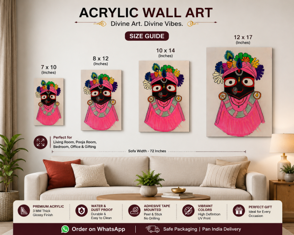 Handmade Lord Jagannath Acrylic Wall Art for Living Room & Puja Room