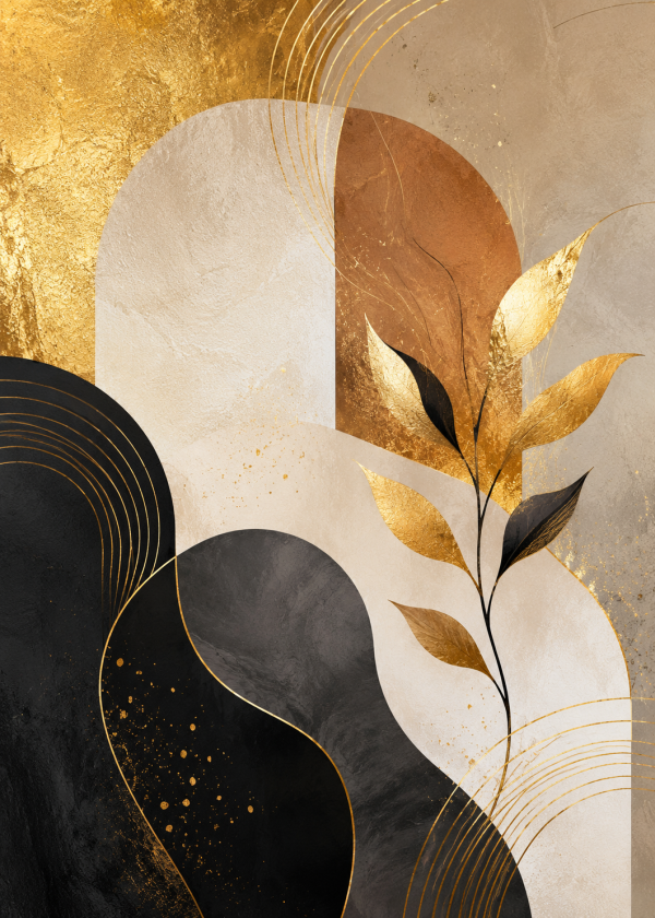 Premium Luxury Abstract Acrylic Wall Art | 10×14 Inch | Modern Gold & Black Design | Adhesive Tape Wall Mount | Living Room & Bedroom Décor