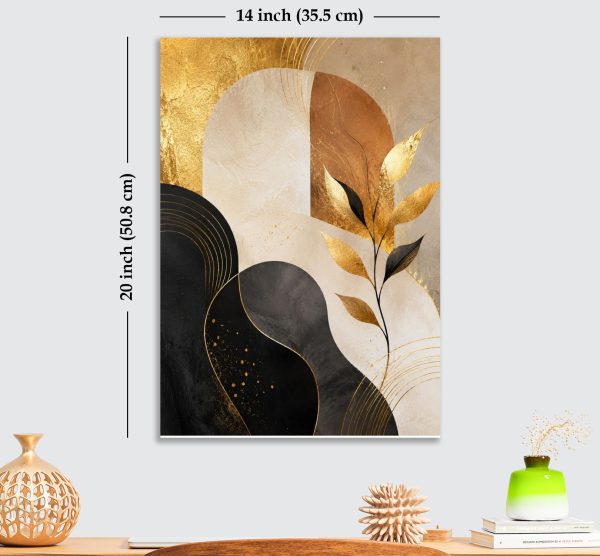 Premium Luxury Abstract Acrylic Wall Art | 10×14 Inch | Modern Gold & Black Design | Adhesive Tape Wall Mount | Living Room & Bedroom Décor