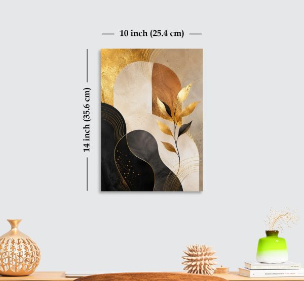 Premium Luxury Abstract Acrylic Wall Art | 10×14 Inch | Modern Gold & Black Design | Adhesive Tape Wall Mount | Living Room & Bedroom Décor