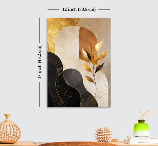 Premium Luxury Abstract Acrylic Wall Art | 10×14 Inch | Modern Gold & Black Design | Adhesive Tape Wall Mount | Living Room & Bedroom Décor