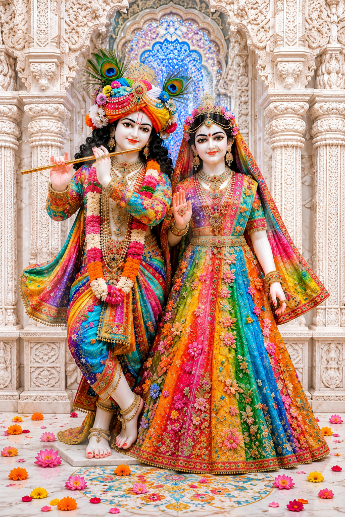 Radha Krishna Divine Blessings Wall Art