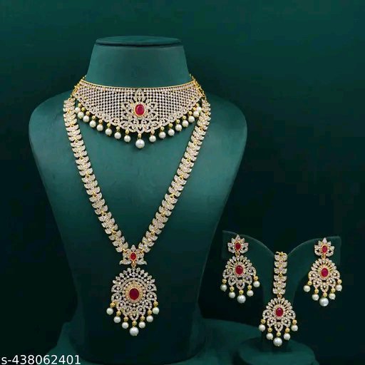 Elegant Gold-Plated American Diamond Necklace Set for women - Image 3